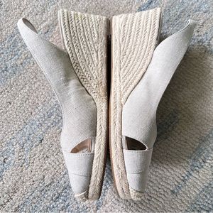 RALPH LAUREN ESPADRILLE SLINGBACK NEUTRAL CANVAS WEDGES SZ 10
